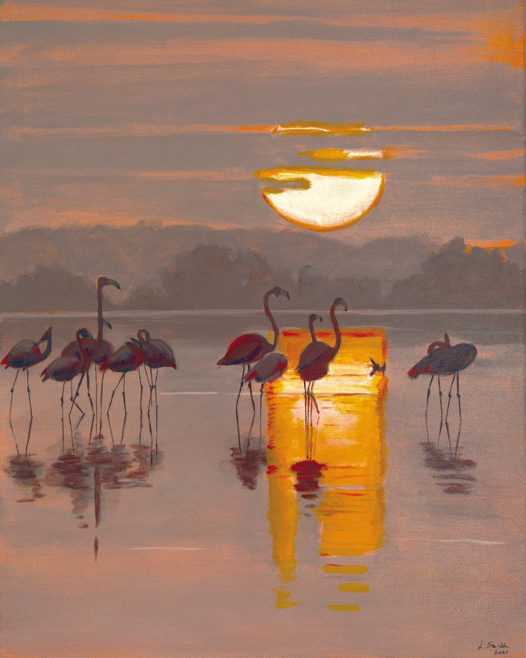 The flamingo sisters (40cm x 50cm)